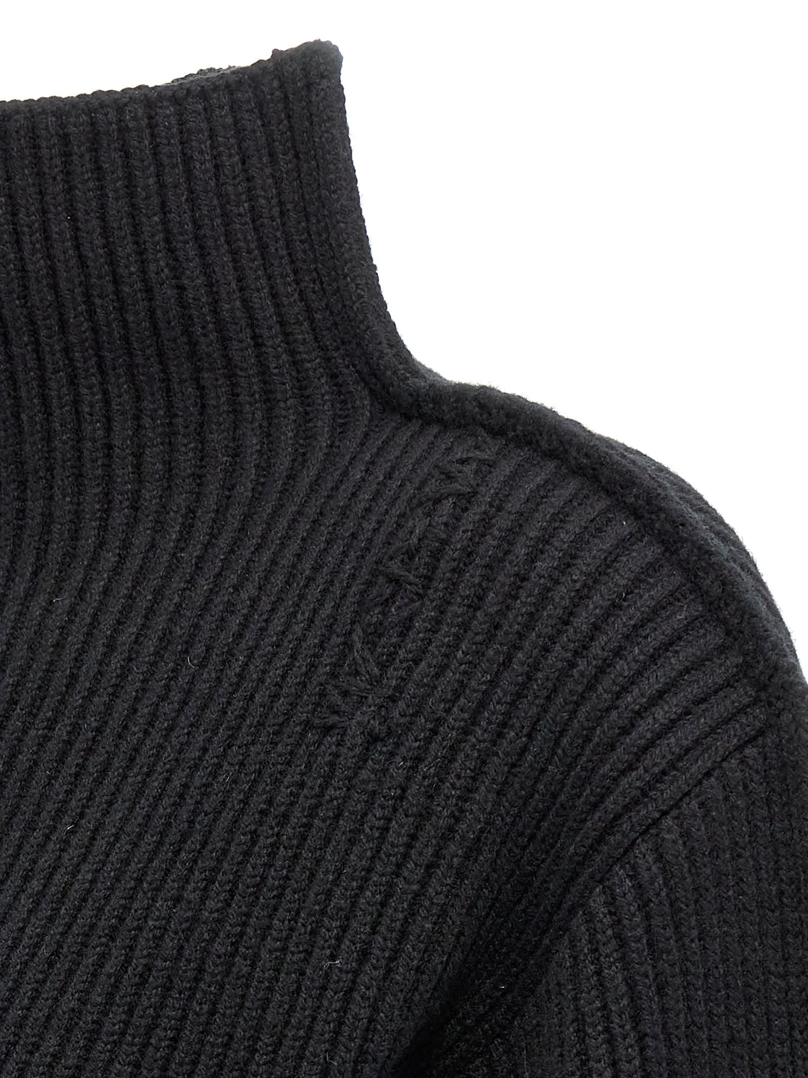 Shop Marni Ribbed Sweater In Black