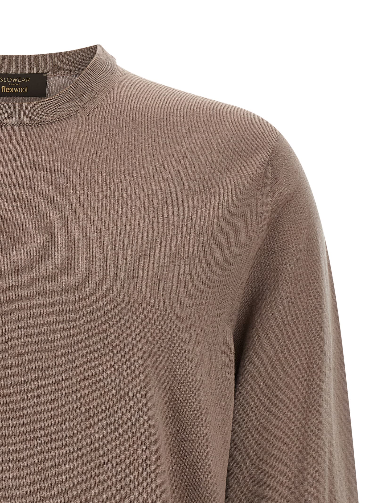 Zanone Crew-neck Long-sleeves Sweater In Sand