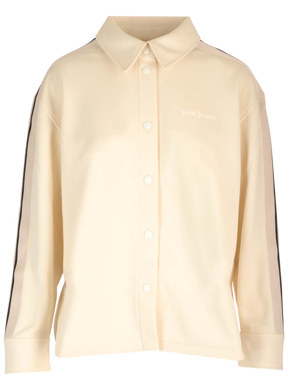 Shop Palm Angels Compact Jersey Overshirt In Burro/off White