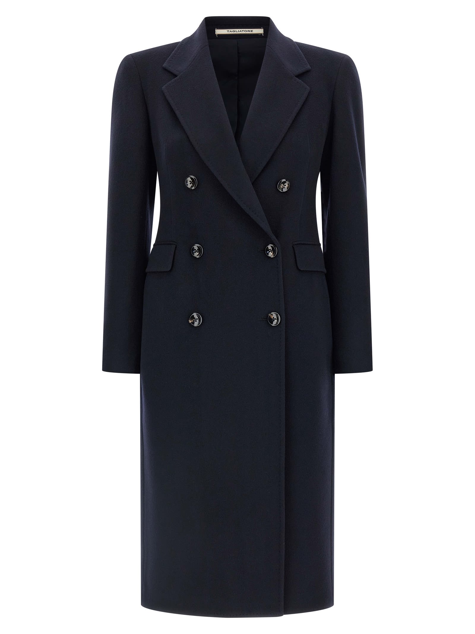 Tagliatore Tailored Double-breasted Coat Notched Lapels In Blue
