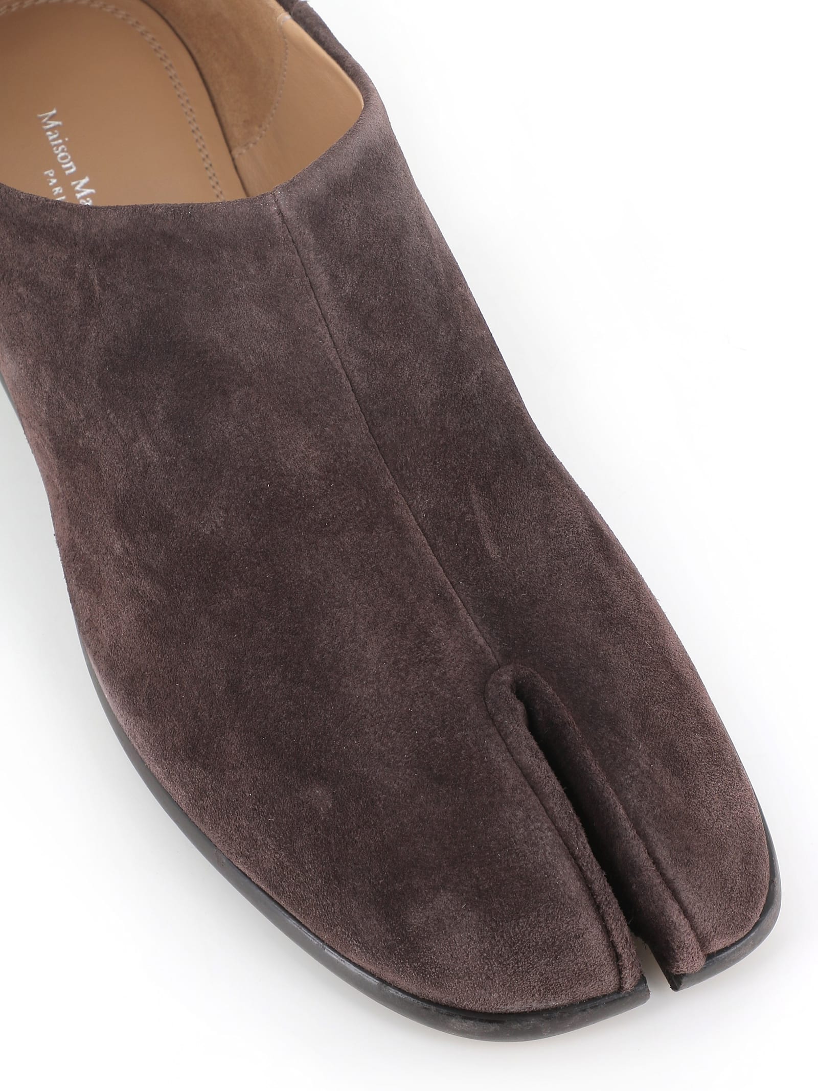 Maison Margiela Tabi Split-toe Suede Loafers In Brown