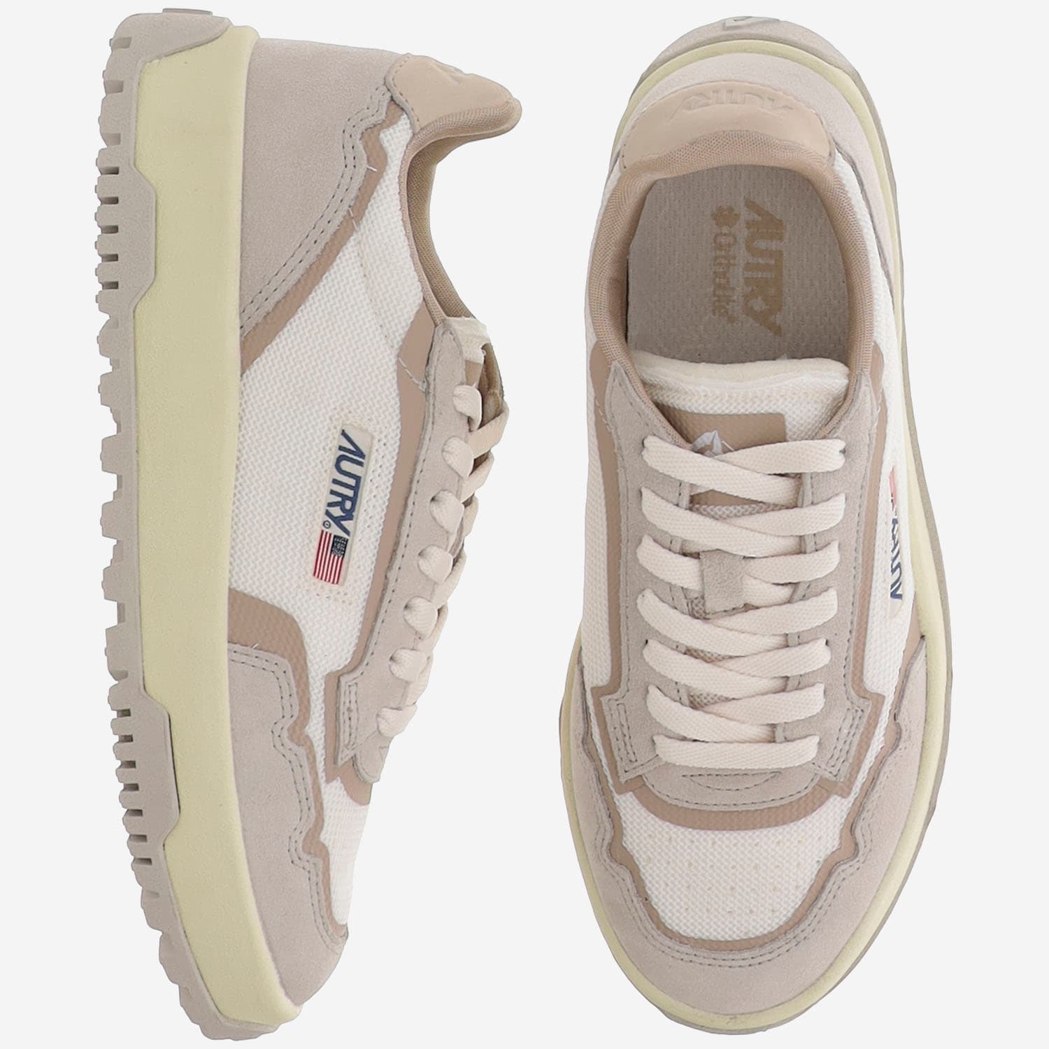 Autry Wildpace Low Mesh And Suede Sneakers In Beige