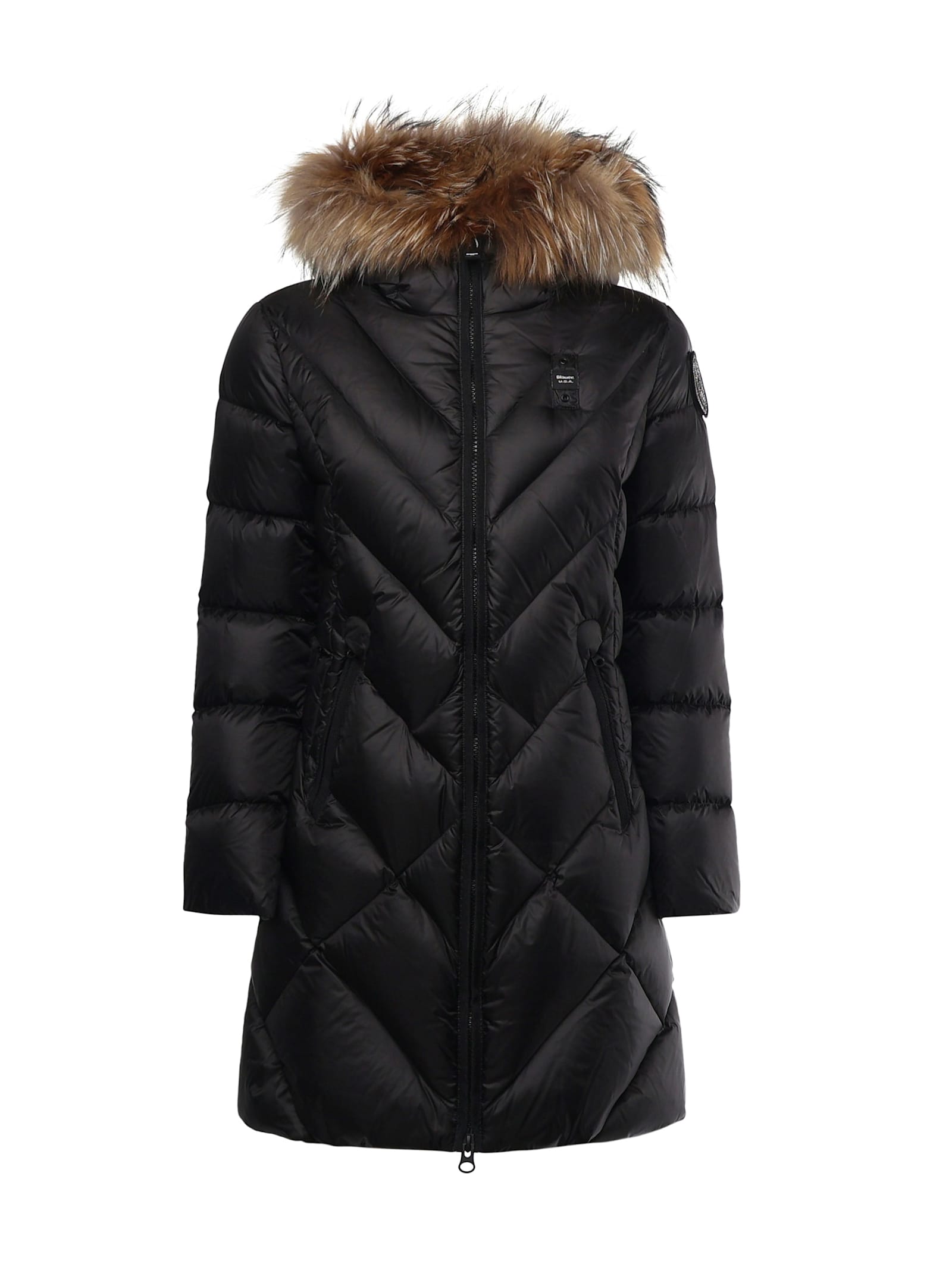 Long Down Jacket With Geometric Lines Althea