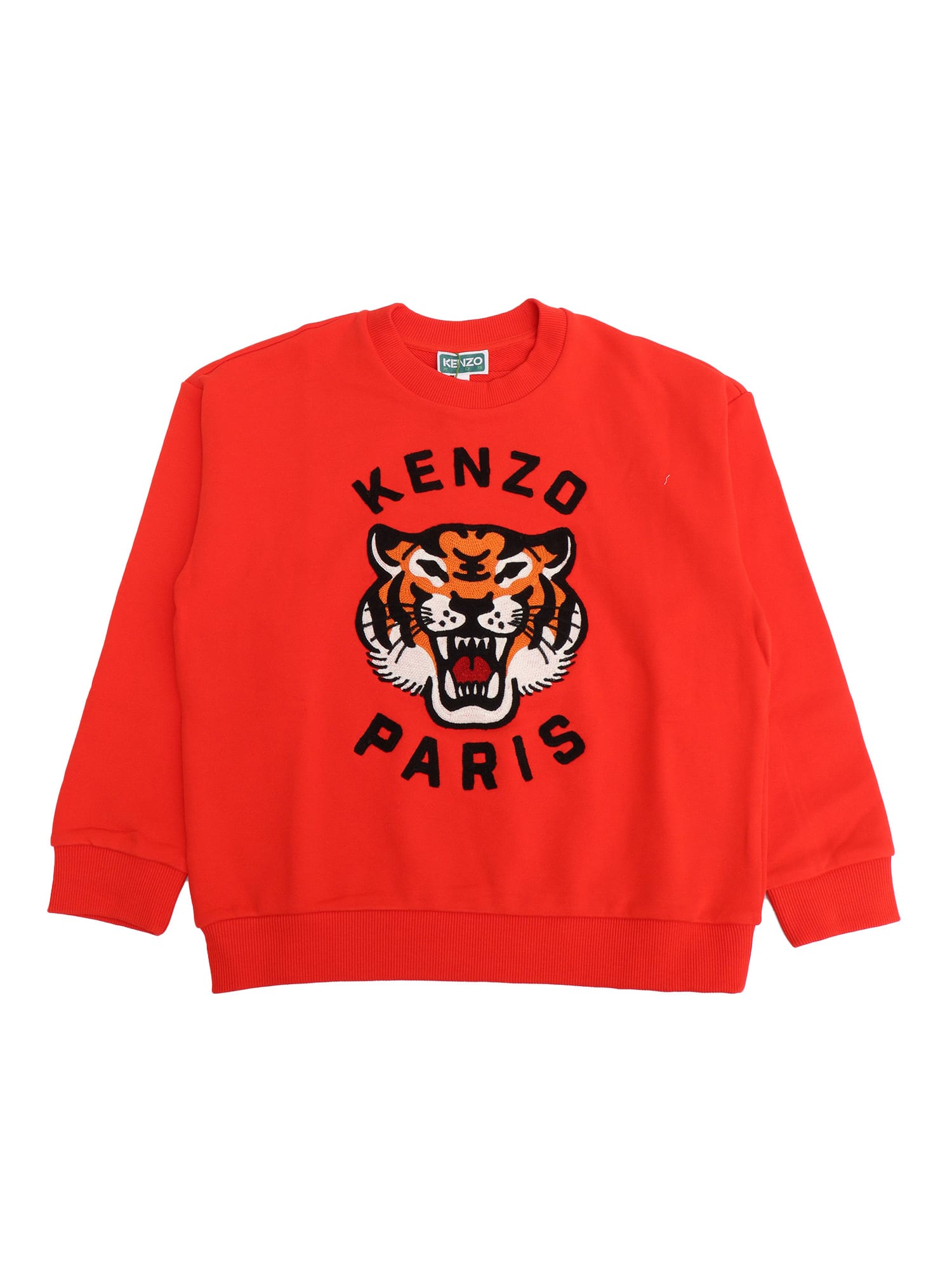 Kenzo Tiger Head-embroidered Sweatshirt In Red