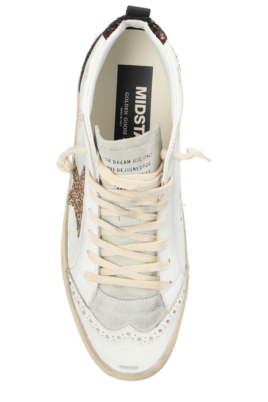 Shop Golden Goose Star Glittered Lace-up Sneakers In White