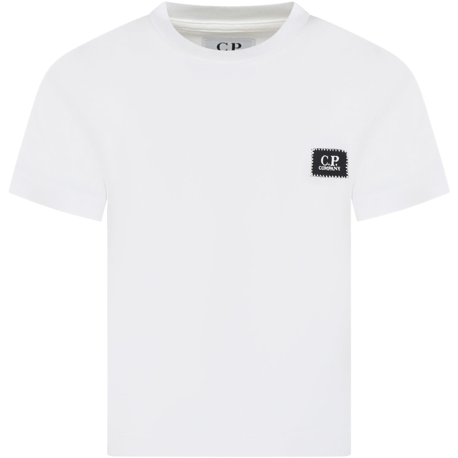 Shop C.p. Company White T-shirt For Boy With Logo In Bianco