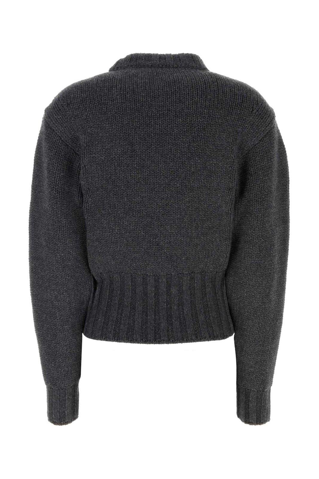 Alexander Mcqueen Melange Dark Grey Stretch Wool Blend Sweater In Greymelange