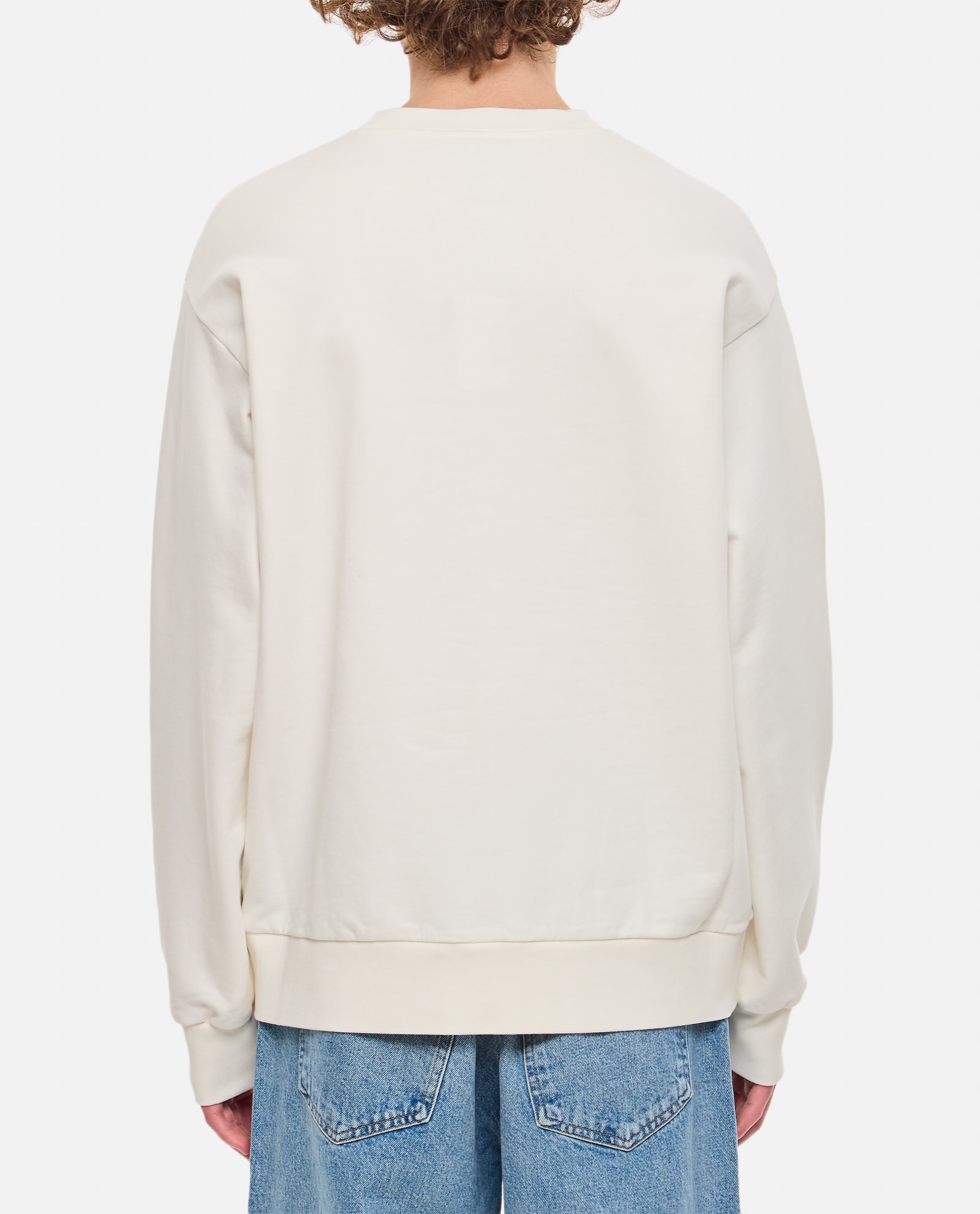 Apc White Crewneck Sweatshirt With Logo And Faded Circle Print For Men In White