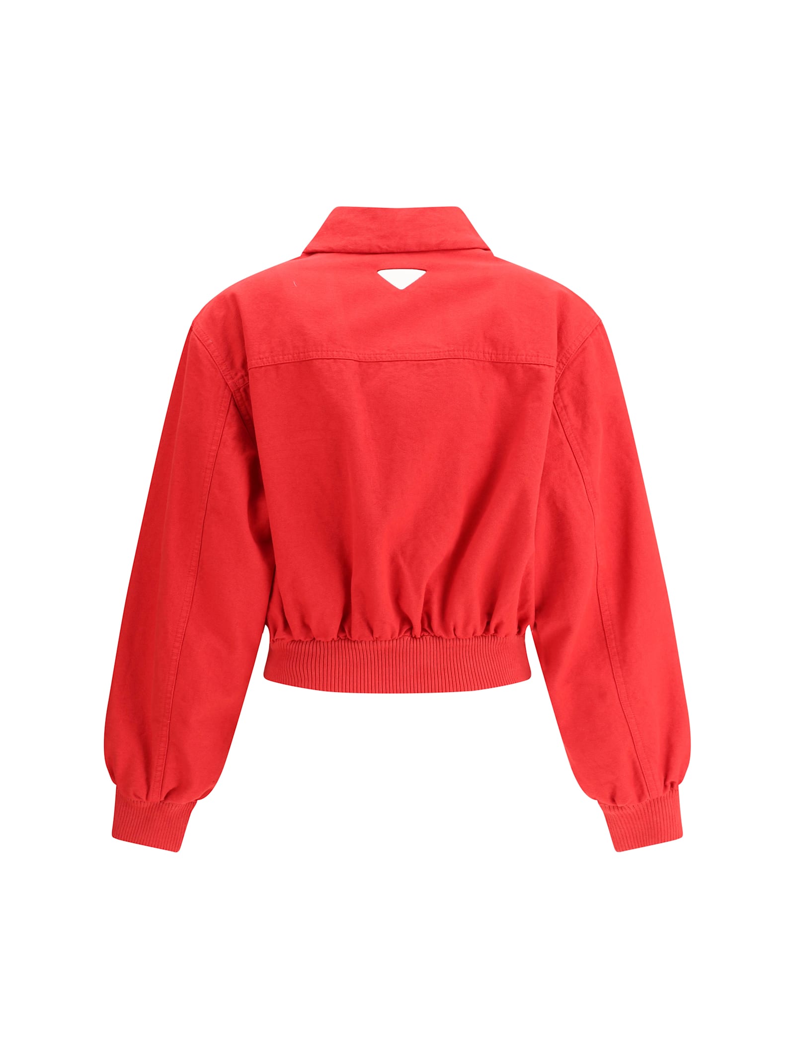 Shop Prada Jacket With Cut-out Logo In Rosso