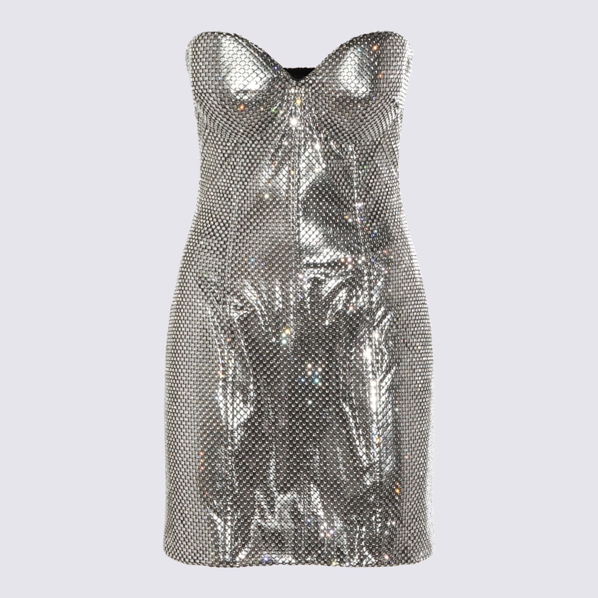Dolce & Gabbana Strapless Fitted Metallic Sequin Dress In Gray
