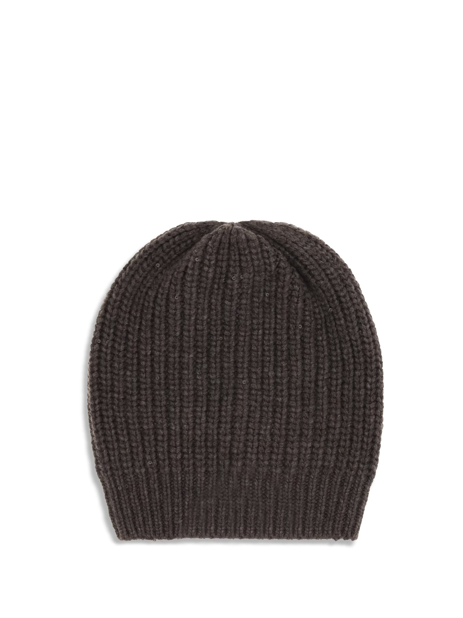 Brunello Cucinelli Ribbed Sequin-embellished Beannie Hat In Brown