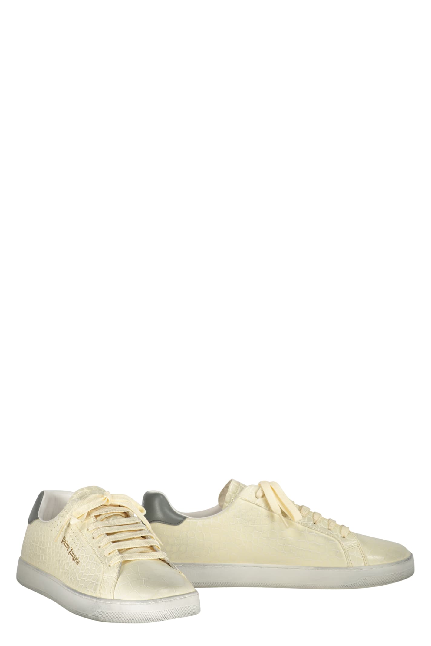 Shop Palm Angels New Tennis Leather Sneakers In Ivory