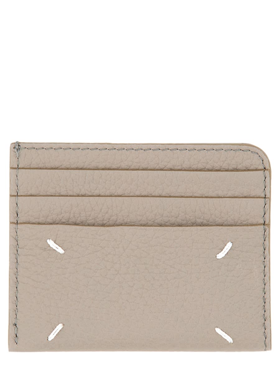 Shop Maison Margiela Leather Card Holder In Beige