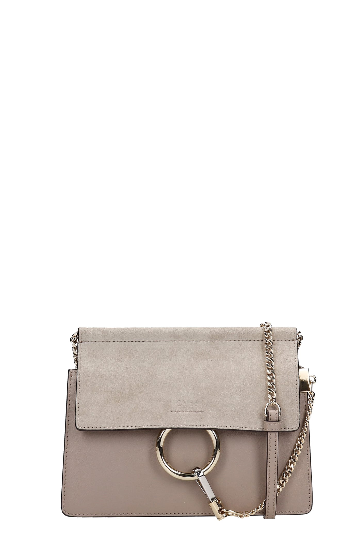 Chloé Faye Mini Shoulder Bag In Grey Suede
