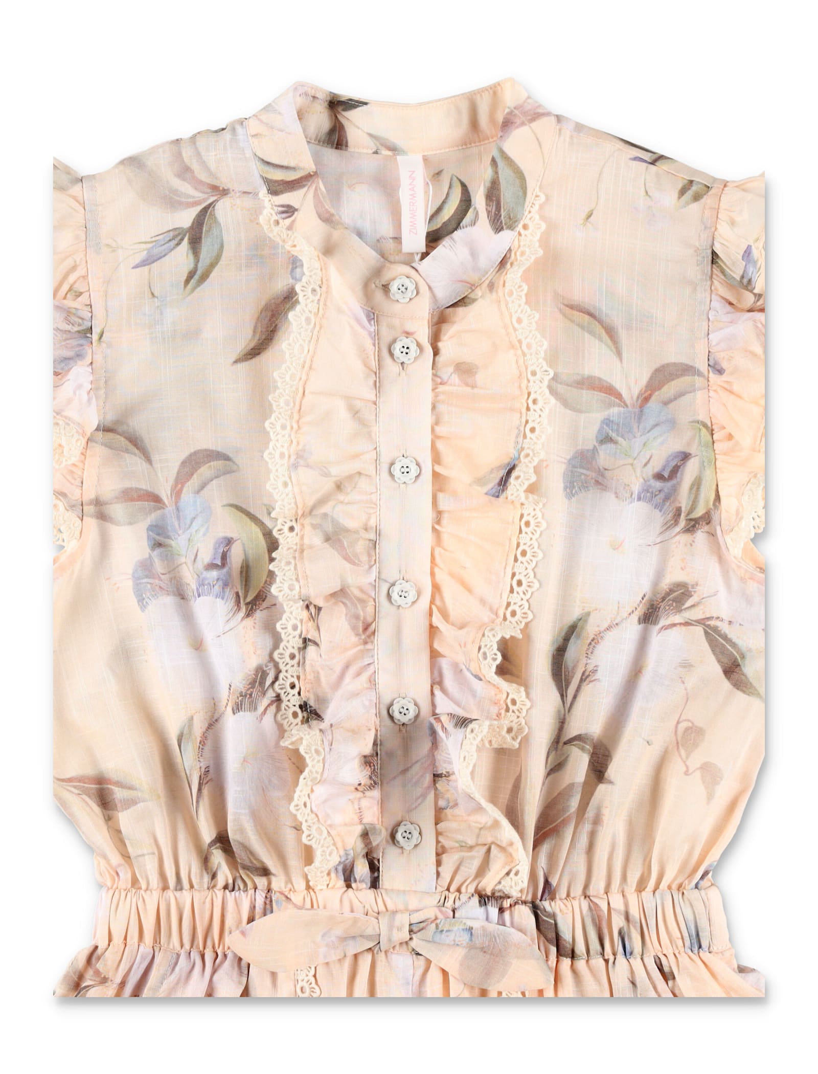 Zimmermann Kid - Cascadian Frill Playsuit In Neutral