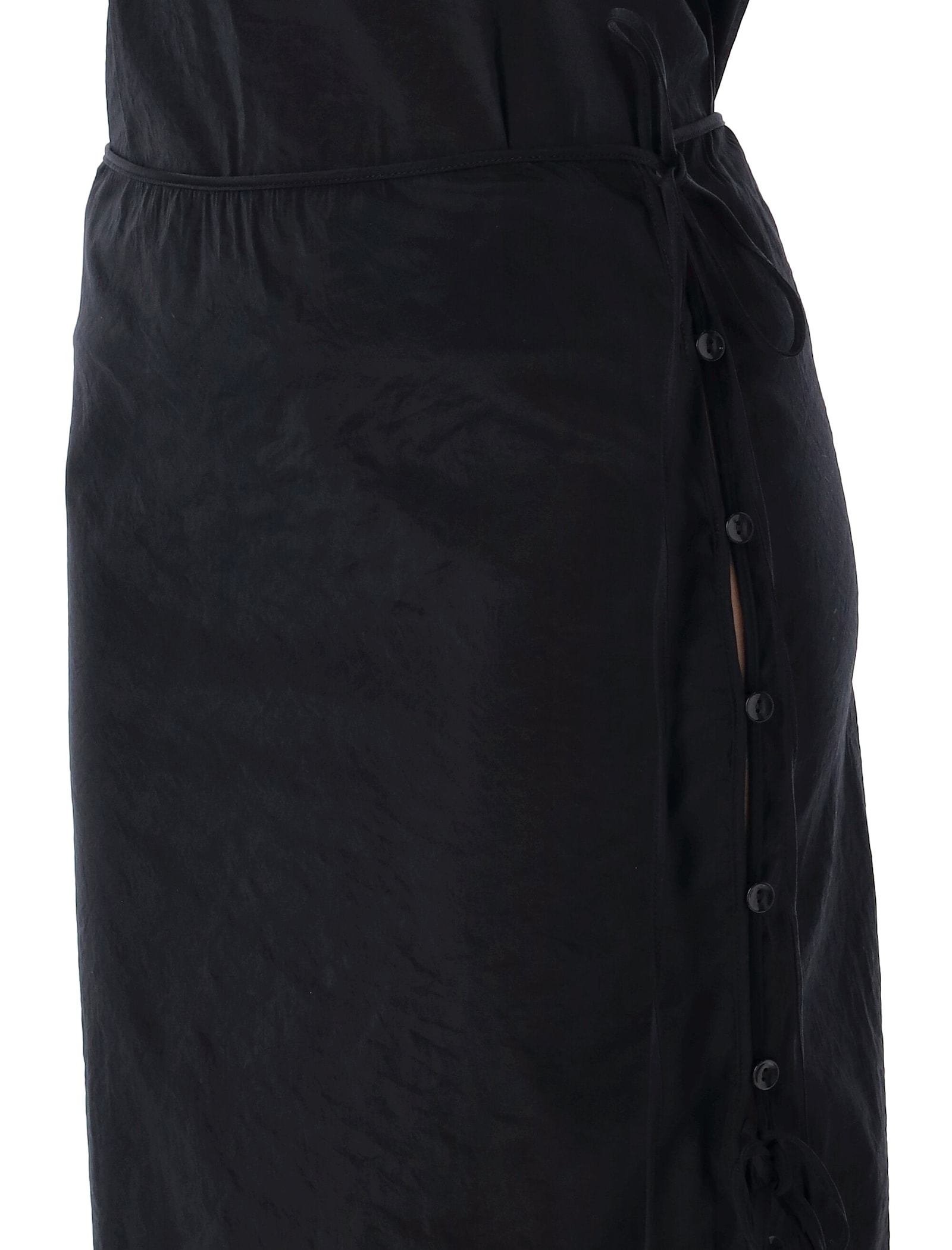 Low Classic Wrap Midi Skirt Button Detail In Black