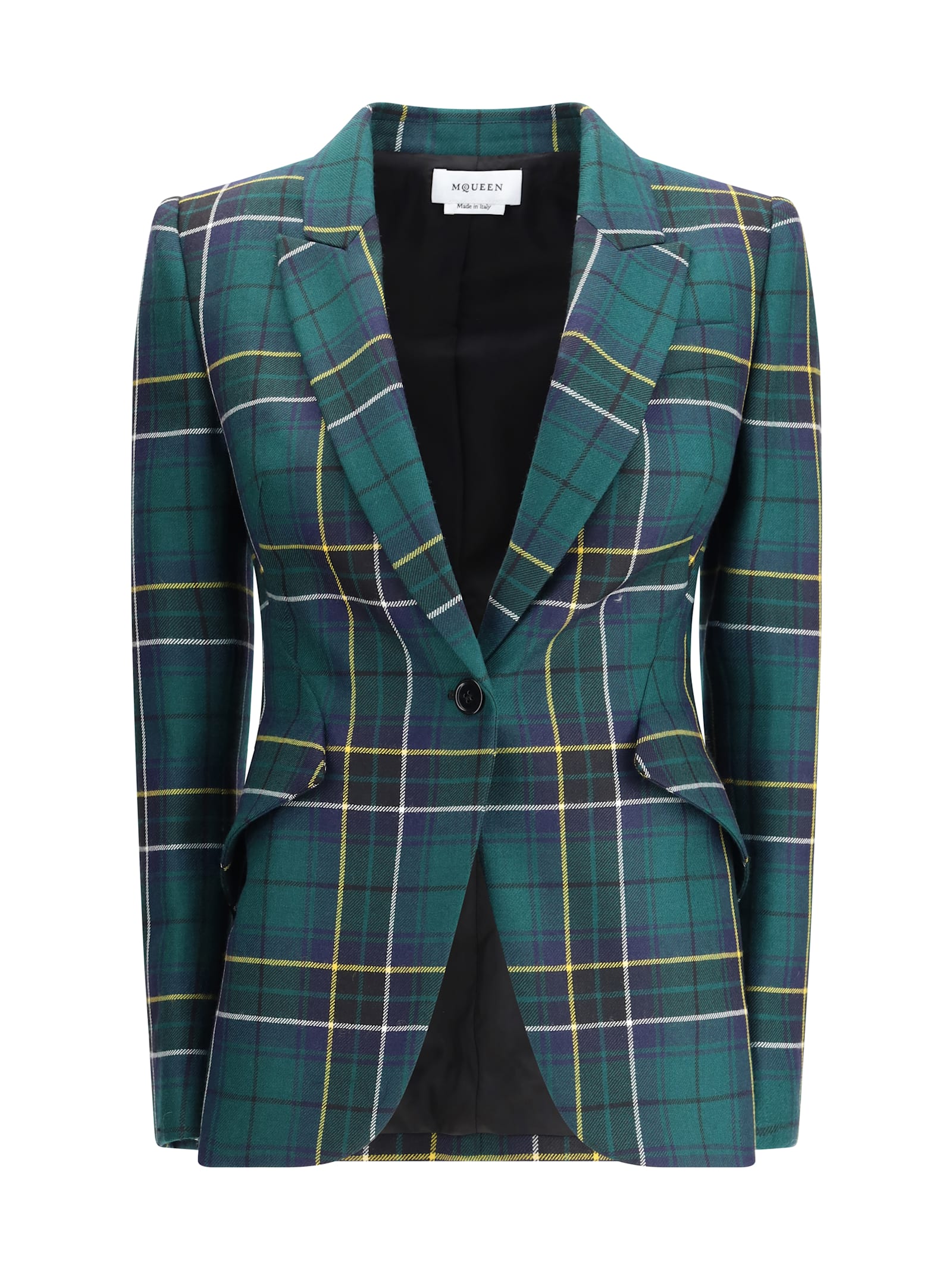 Alexander Mcqueen Single-breasted Wool Tartan Jacket With Peak Lapels In Multi