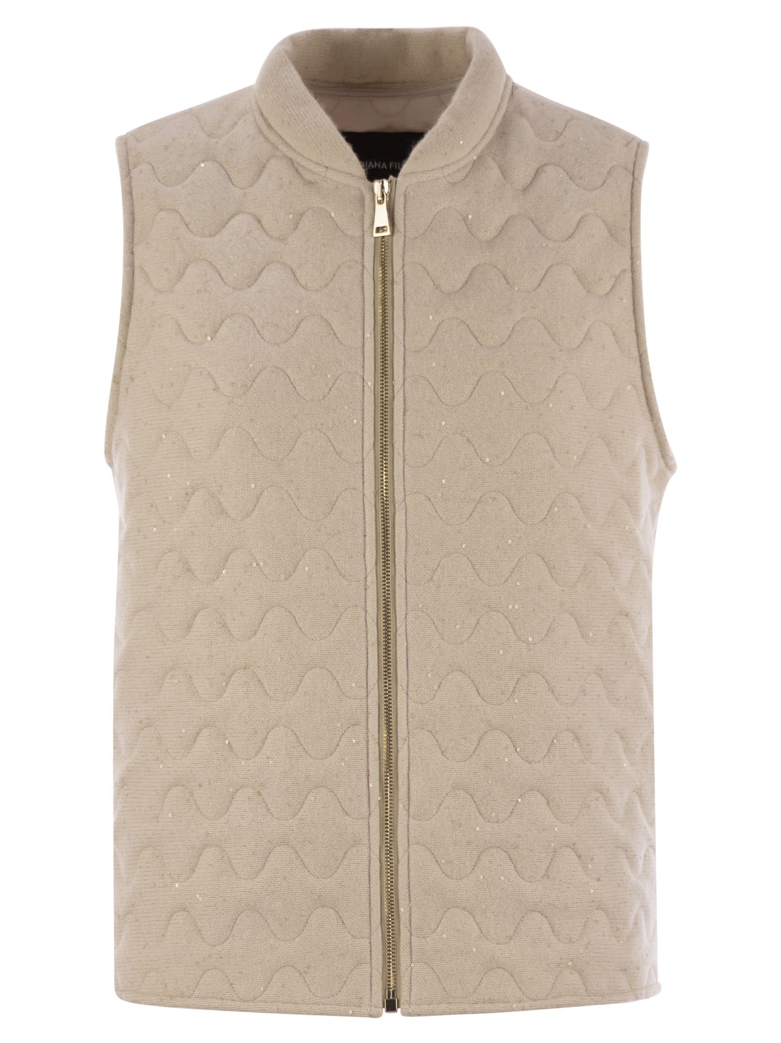 Fabiana Filippi Quilted Yarn And Sequin Waistcoat In Brown