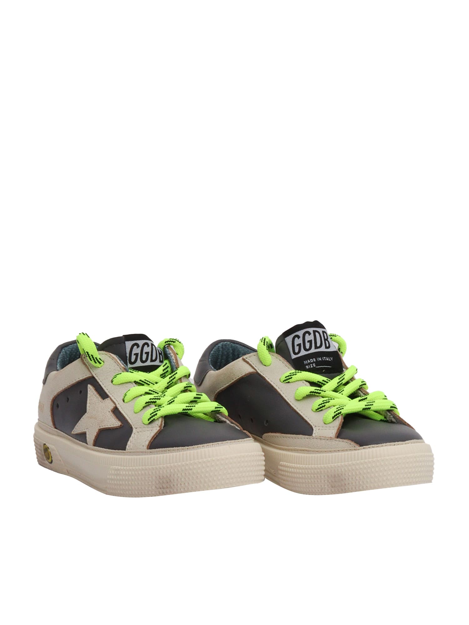 Golden Goose Boy's May Nappa Leather Star And Heel Lace-up Sneakers, Toddler/kids