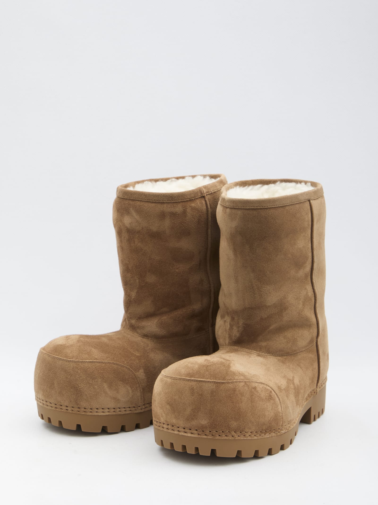 Shop Balenciaga Alaska Fur Low Boots In Brown