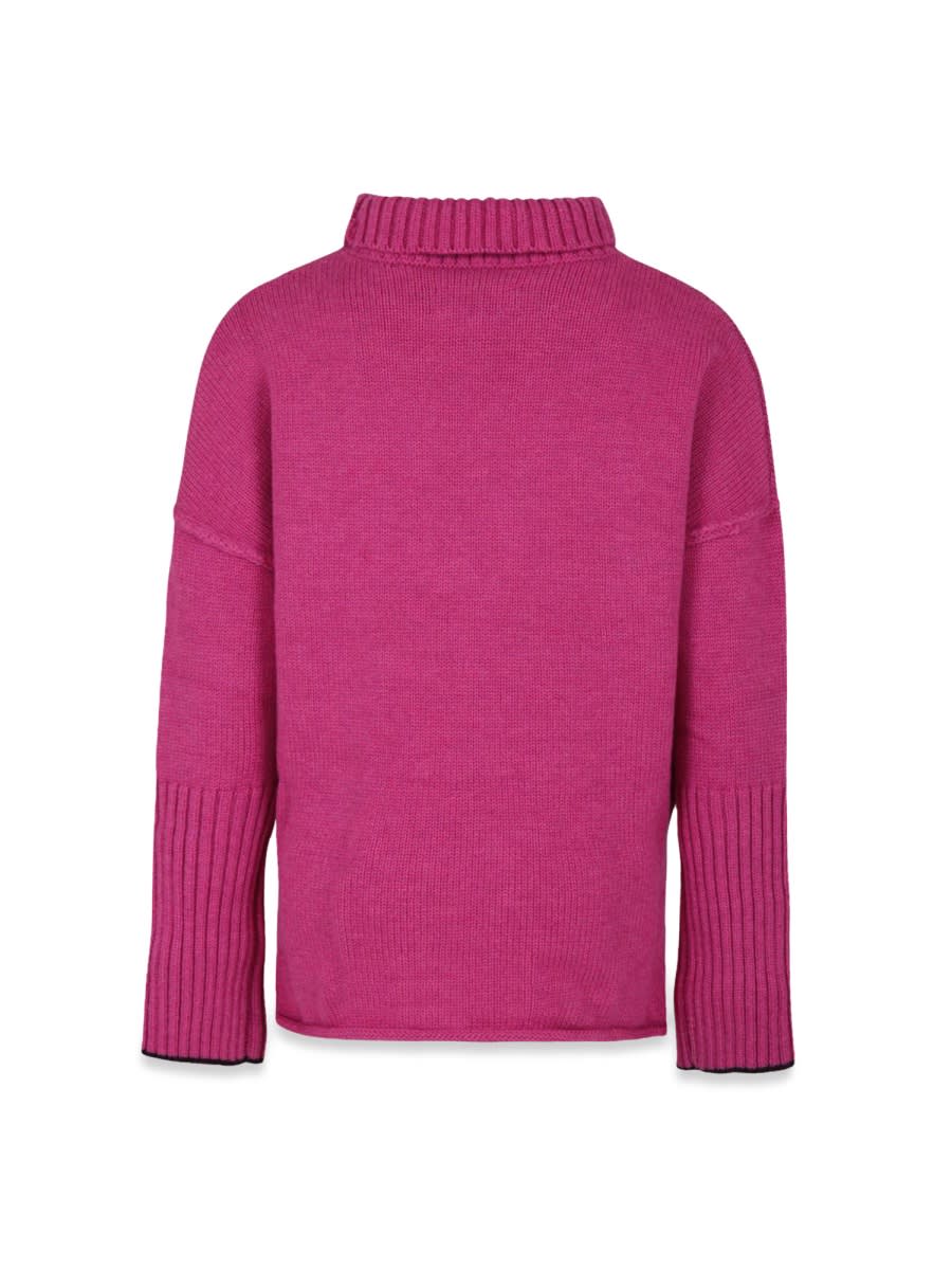 Zadig & Voltaire Fuchsia Turtleneck For Girl With Writing In Pink