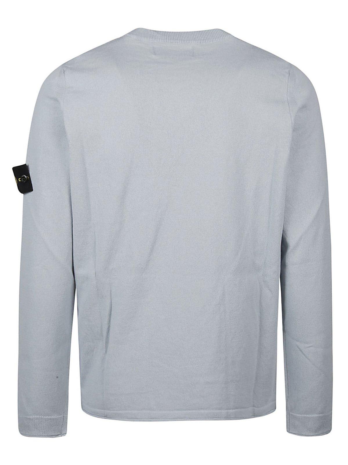 Shop Stone Island Compass Patch Crewneck Knitted Jumper In Azzurro
