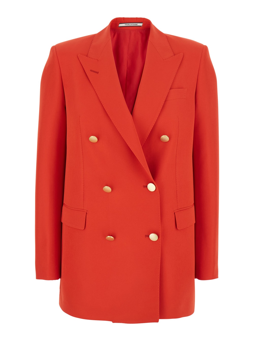 Tagliatore Red Double-breasted Jacket With Classic Lapels In Tech Fabric Woman In Red