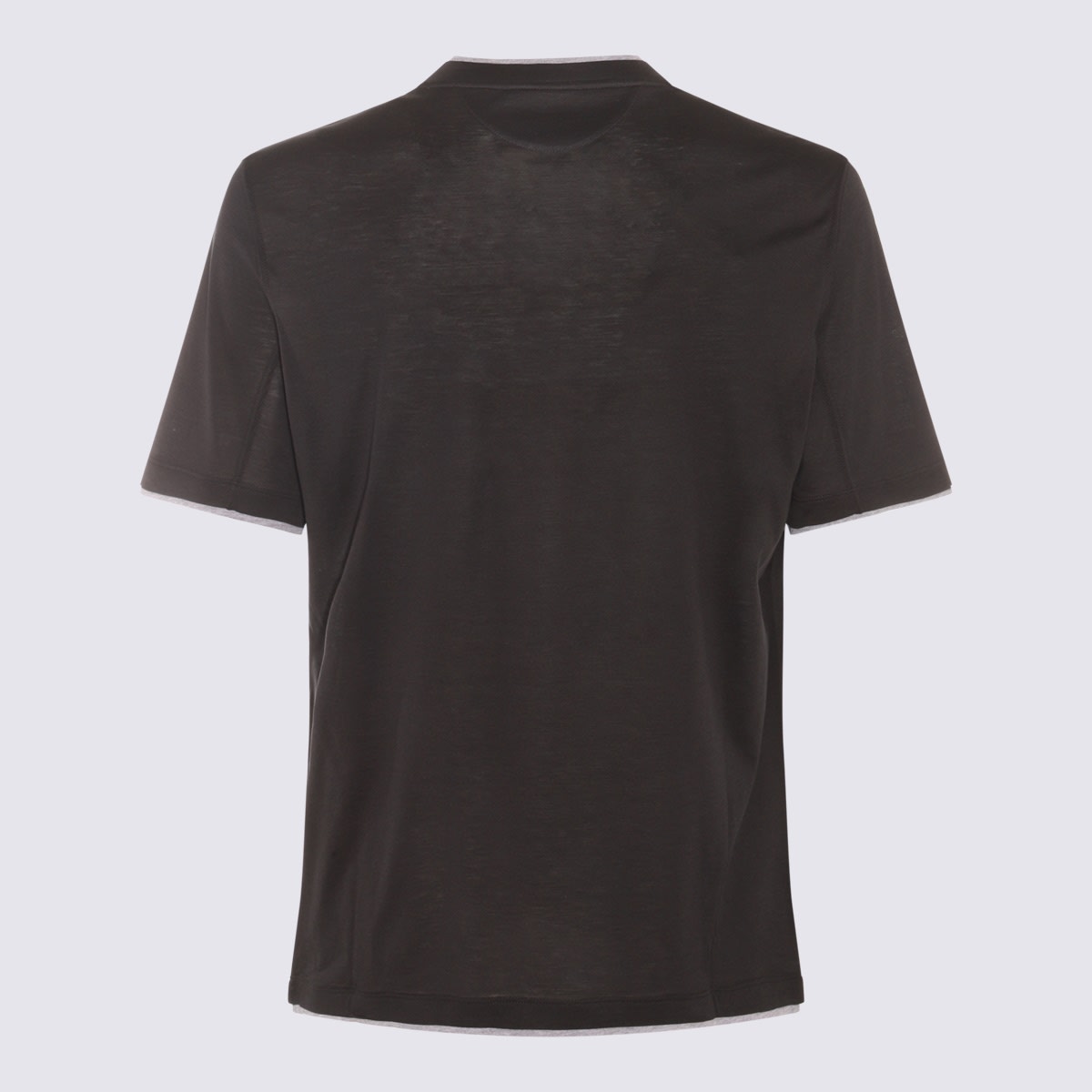 Shop Brunello Cucinelli Grey Silk T-shirt