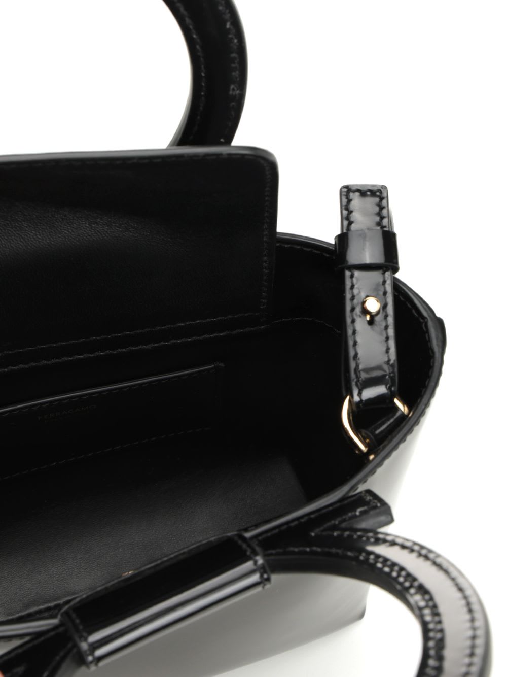Ferragamo Mini Gancini Handbag In Black