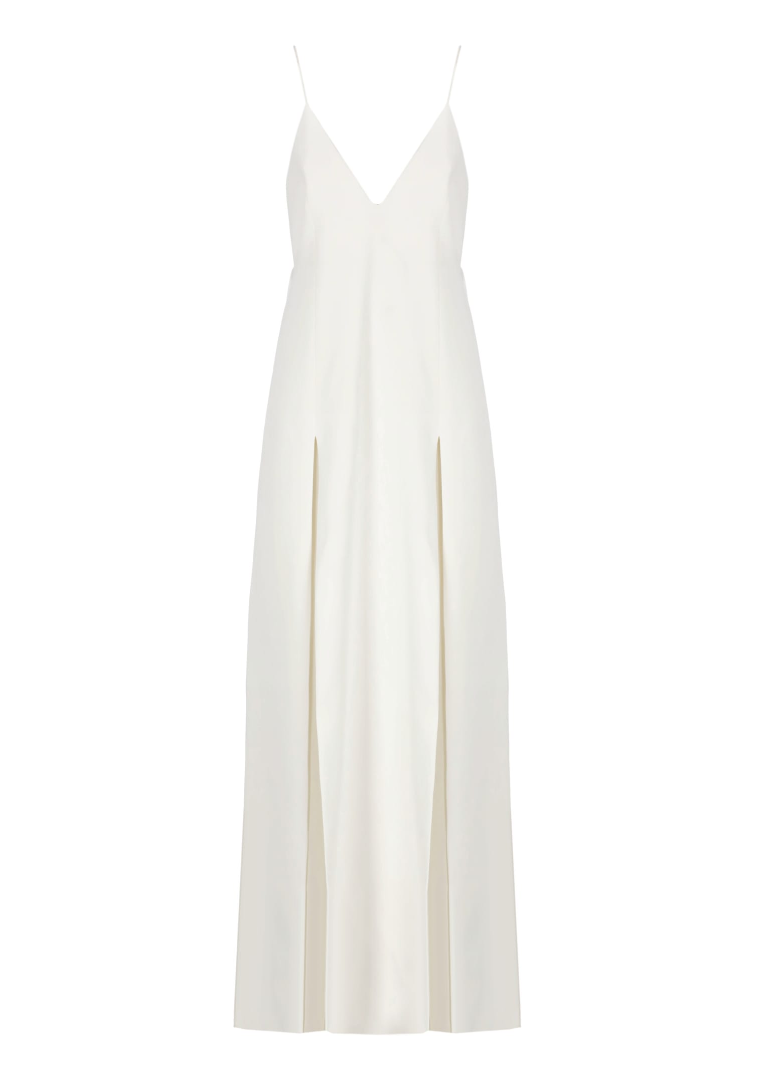 Khaite The Nonya V-neck Sleeveless Dress In White