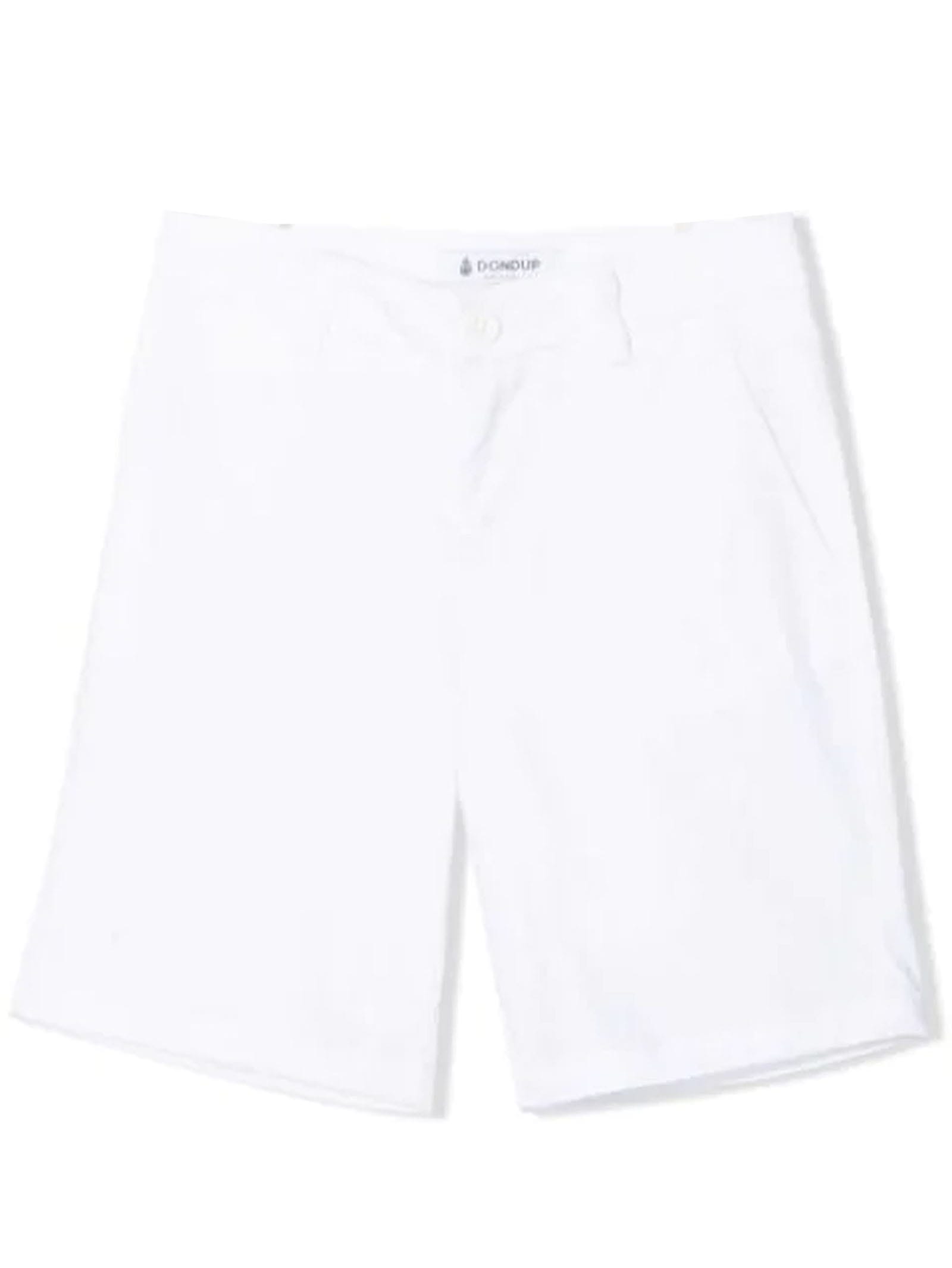 Dondup White Cotton Chino Shorts