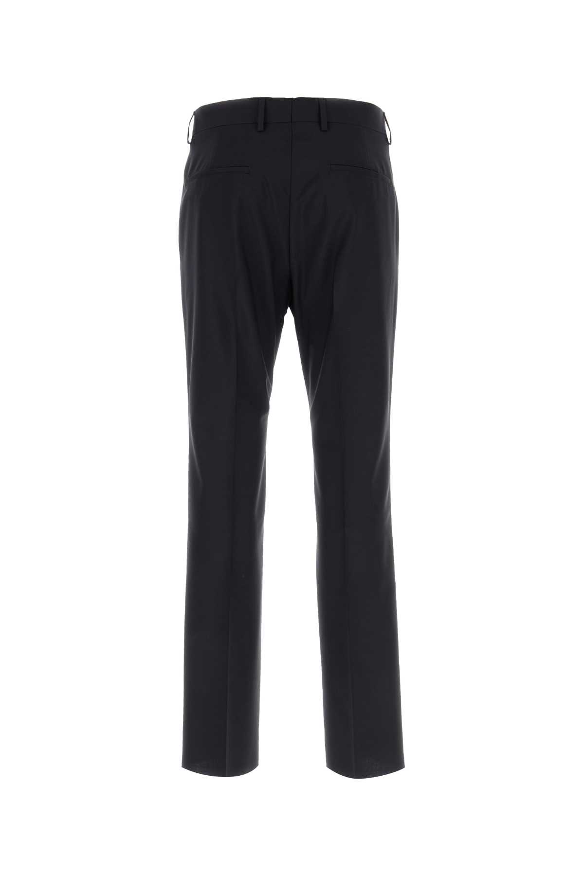 Shop Valentino Dark Blue Wool Blend Pant In Navy