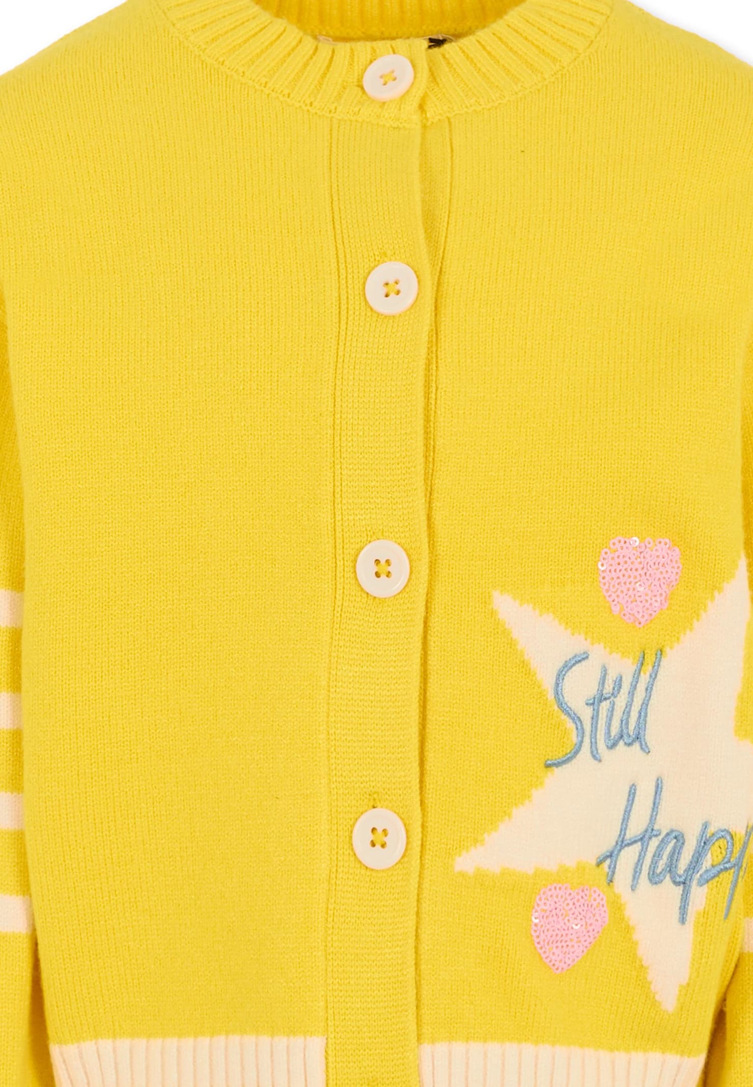 Billieblush Yellow Cardigan For Girl With Star In Yellow