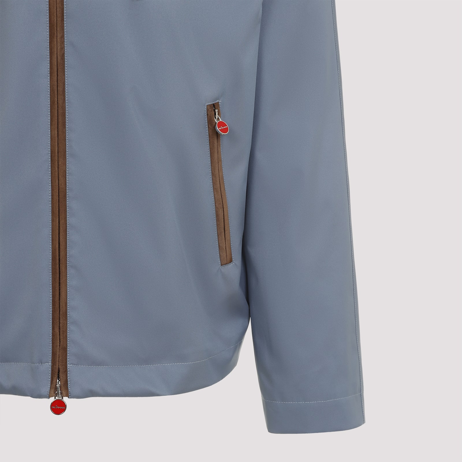 Shop Kiton Polyester Bomber Jacket In Avio