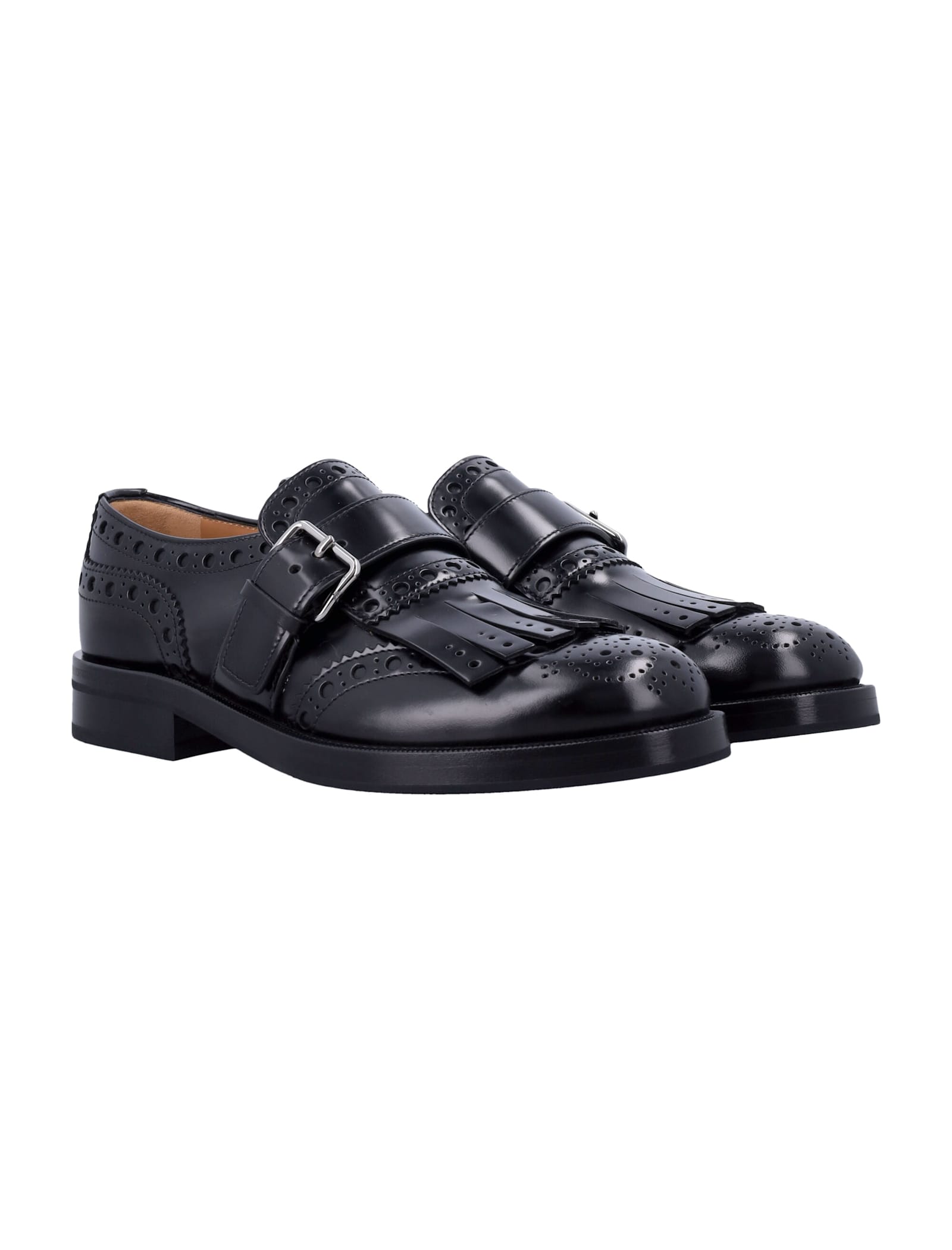 Church's Black Leather Monk Strap Brogues In Black