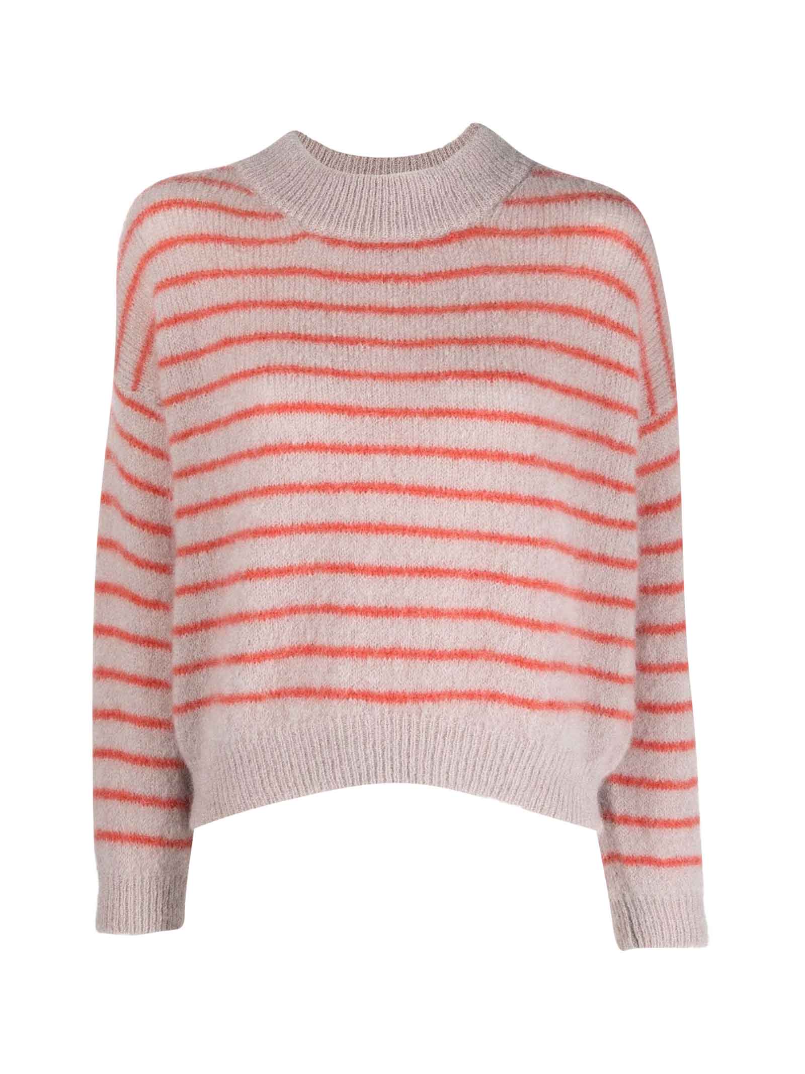 Alysi Womens Beige Striped Sweater