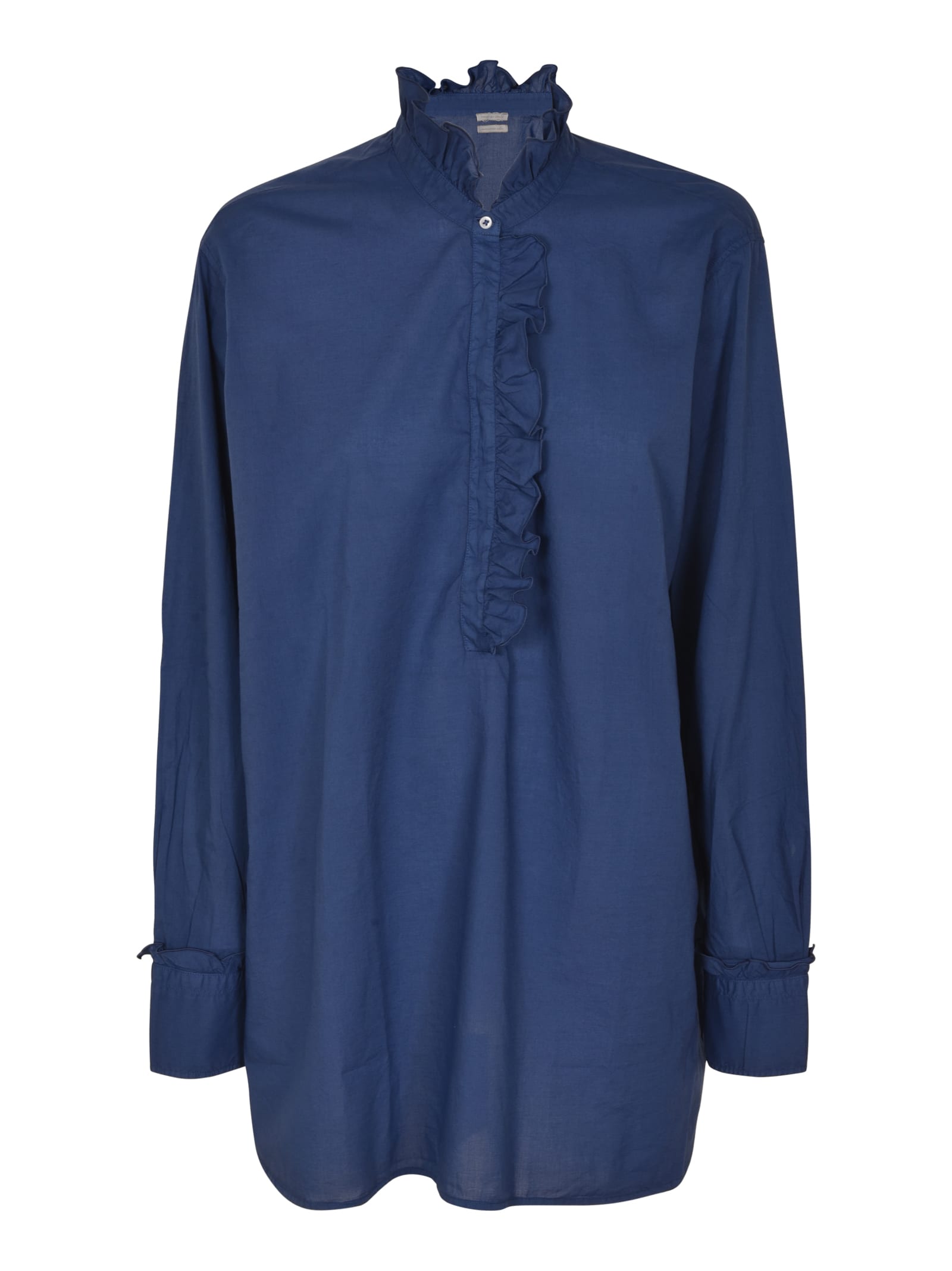 Massimo Alba Ruffled Shirt In Blue