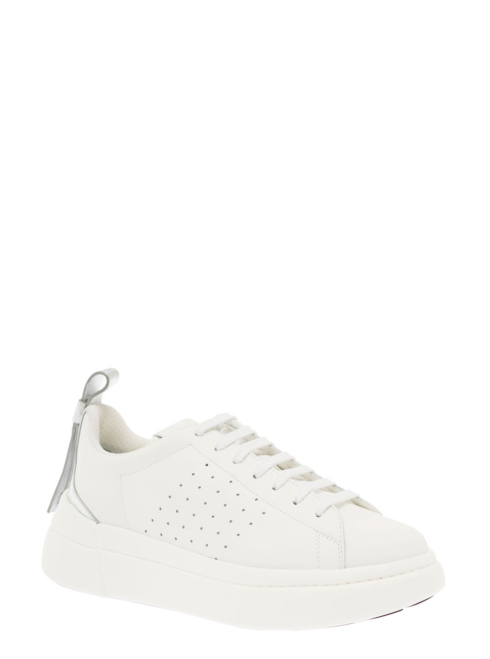 RED VALENTINO RED V WOMANS BOWALK WHITE LEATHER BICOLOR SNEAKERS