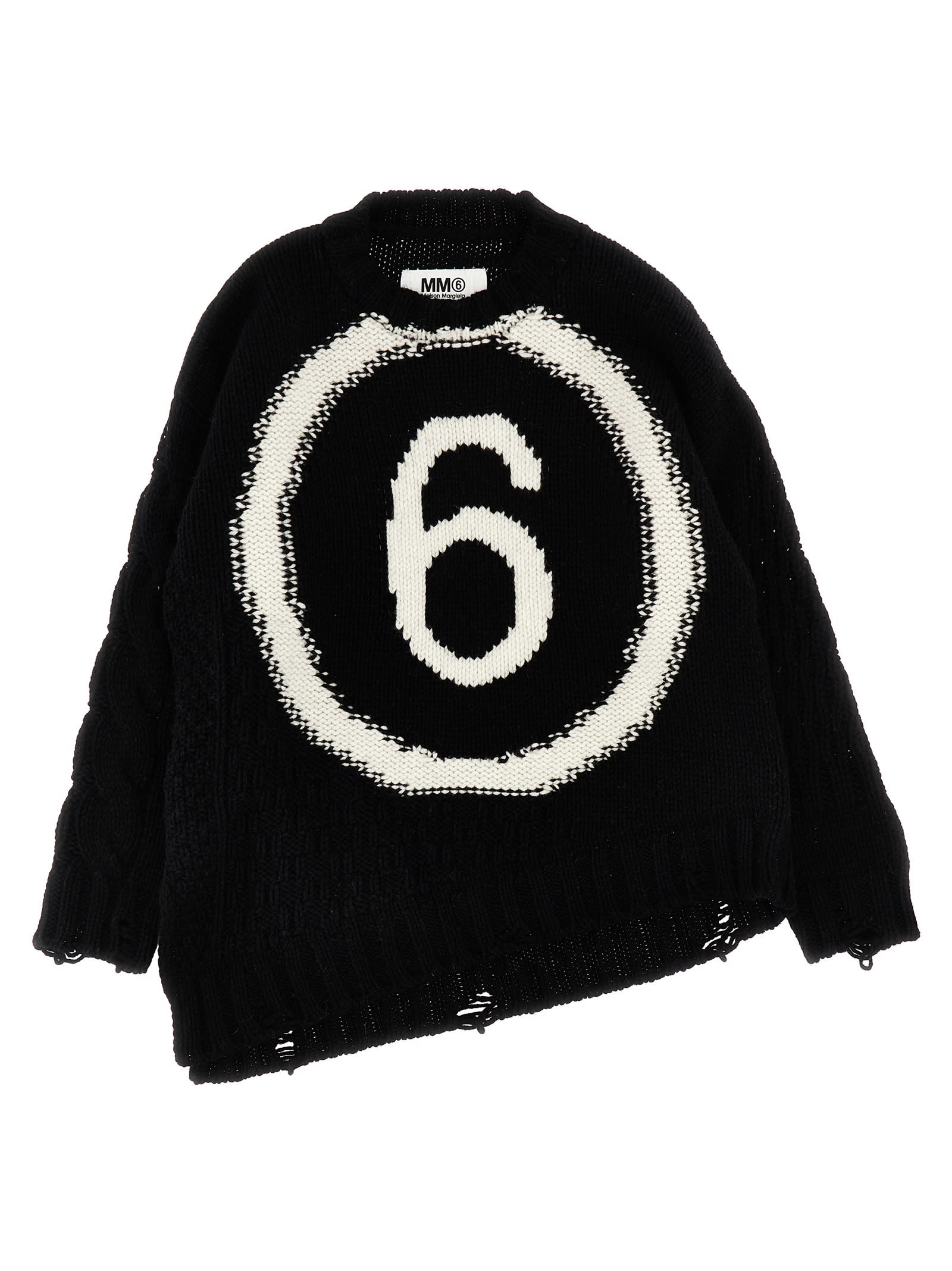 Shop Mm6 Maison Margiela Logo Sweater In White/black