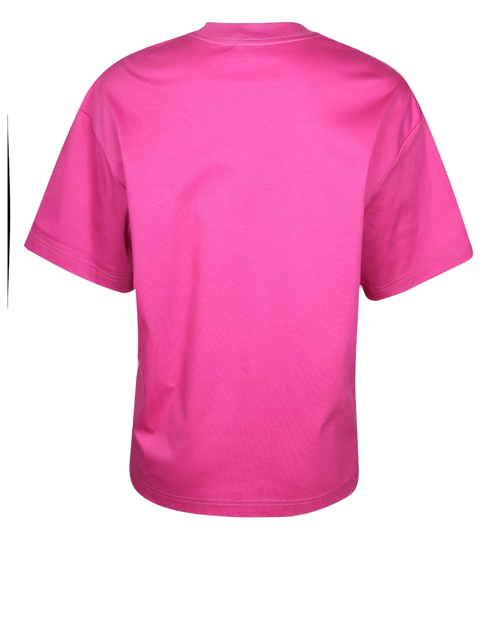 Shop Lanvin Cotton T-shirt With Embroidered Logo In Fuchsia