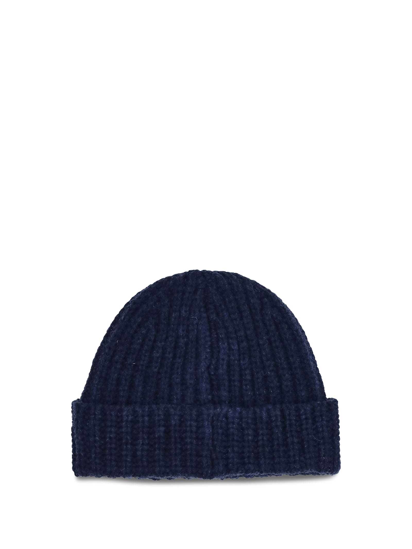 Marni Blue Knit Hand-stitched Logo Beanie In Blue