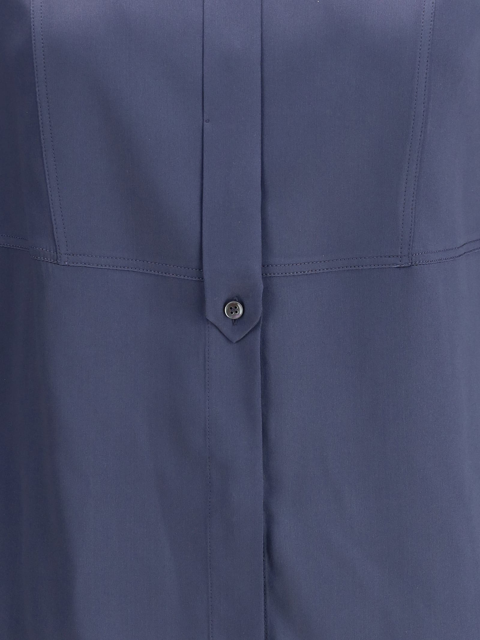 Brunello Cucinelli Long-sleeve Silk Shirt In Blue