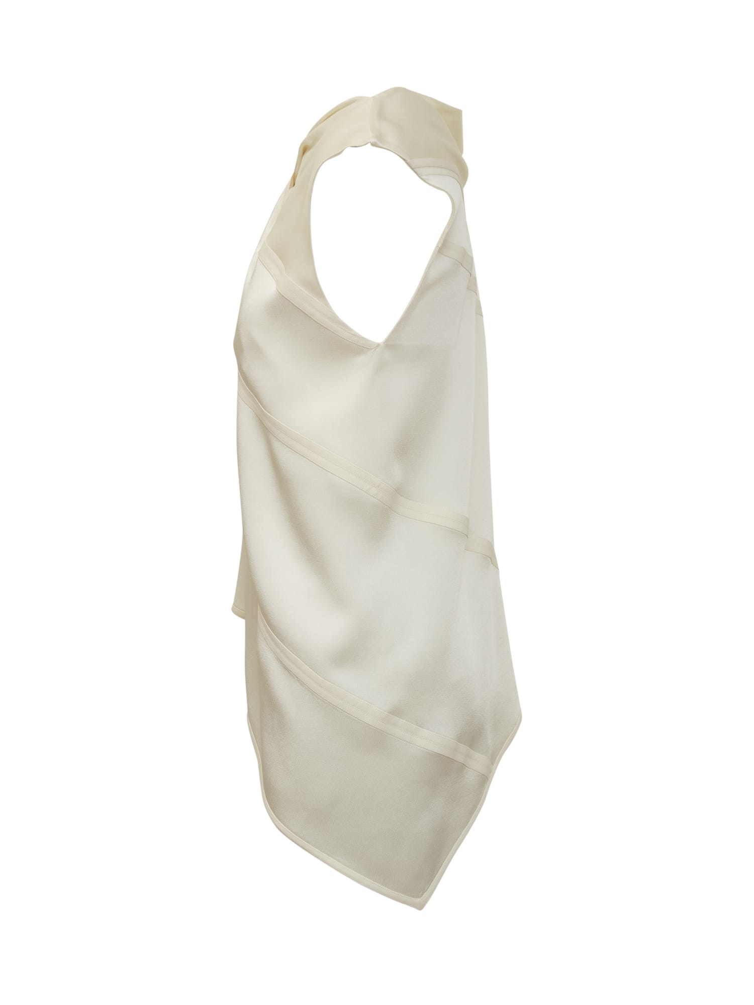 Jil Sander Asymmetric Crepe Satin Top In Cornsilk