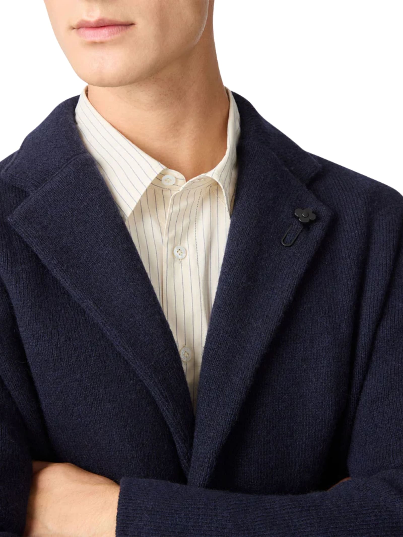 Lardini Doublebrested Knitted Jacket In Blue