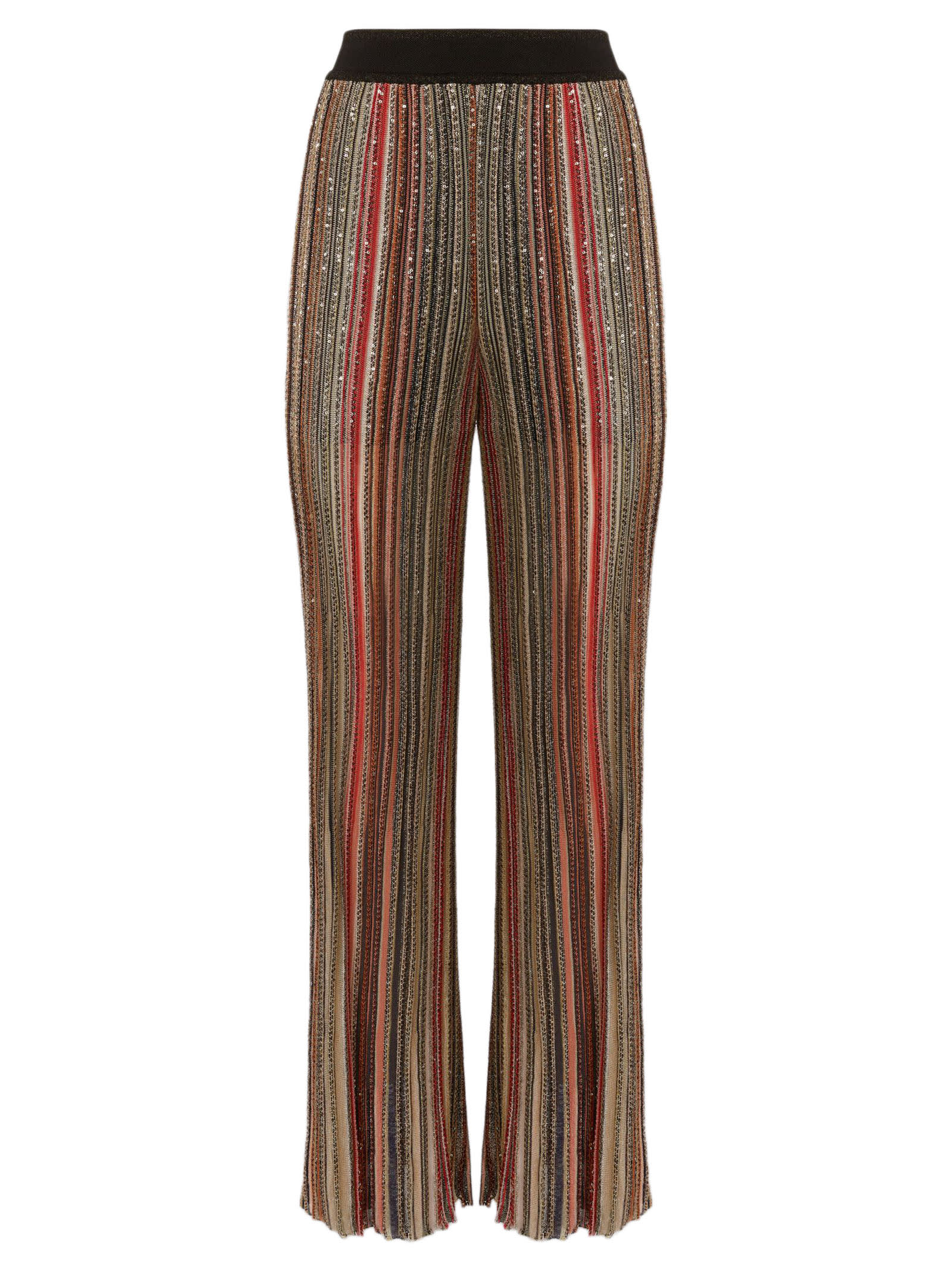 Shop Missoni Trousers In Vertical Striped Knit In Multicolour