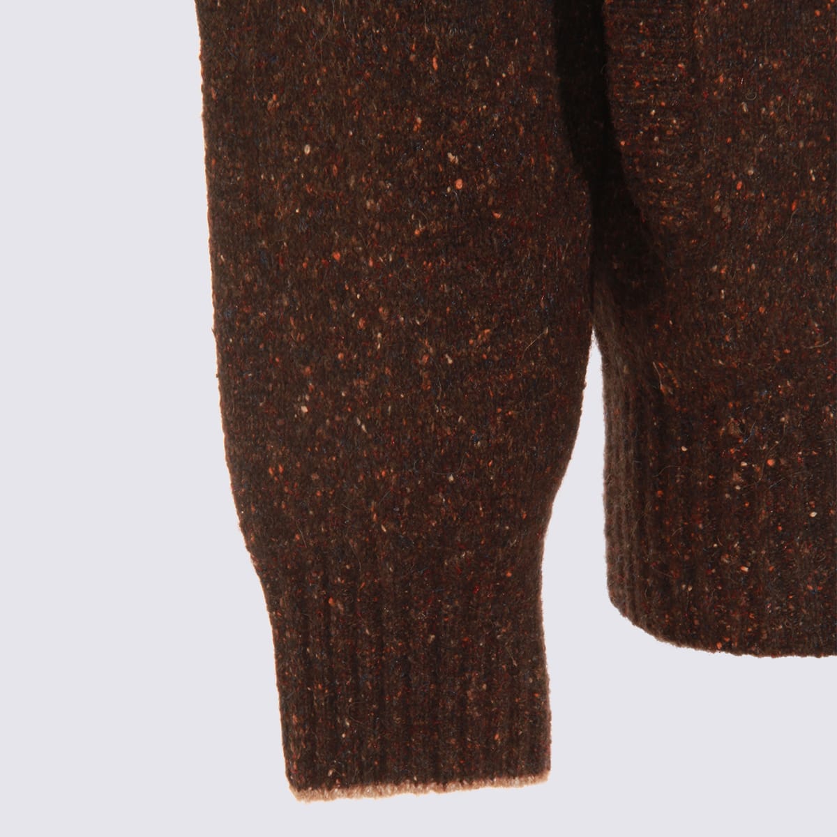 Brunello Cucinelli High Neck Ribbed Cuff And Hem Sweater In Animal Print