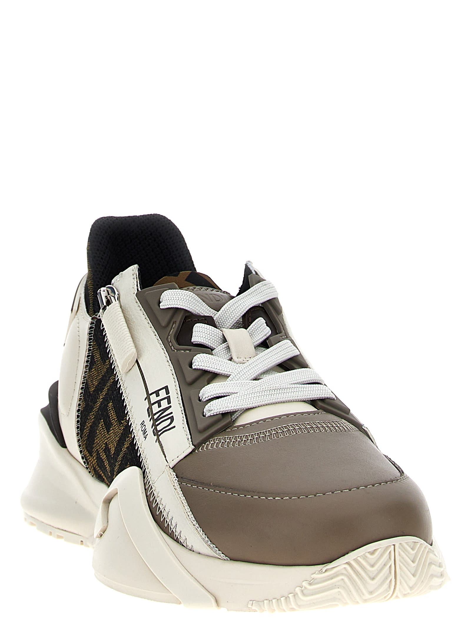 Shop Fendi Flow Sneakers In Beige