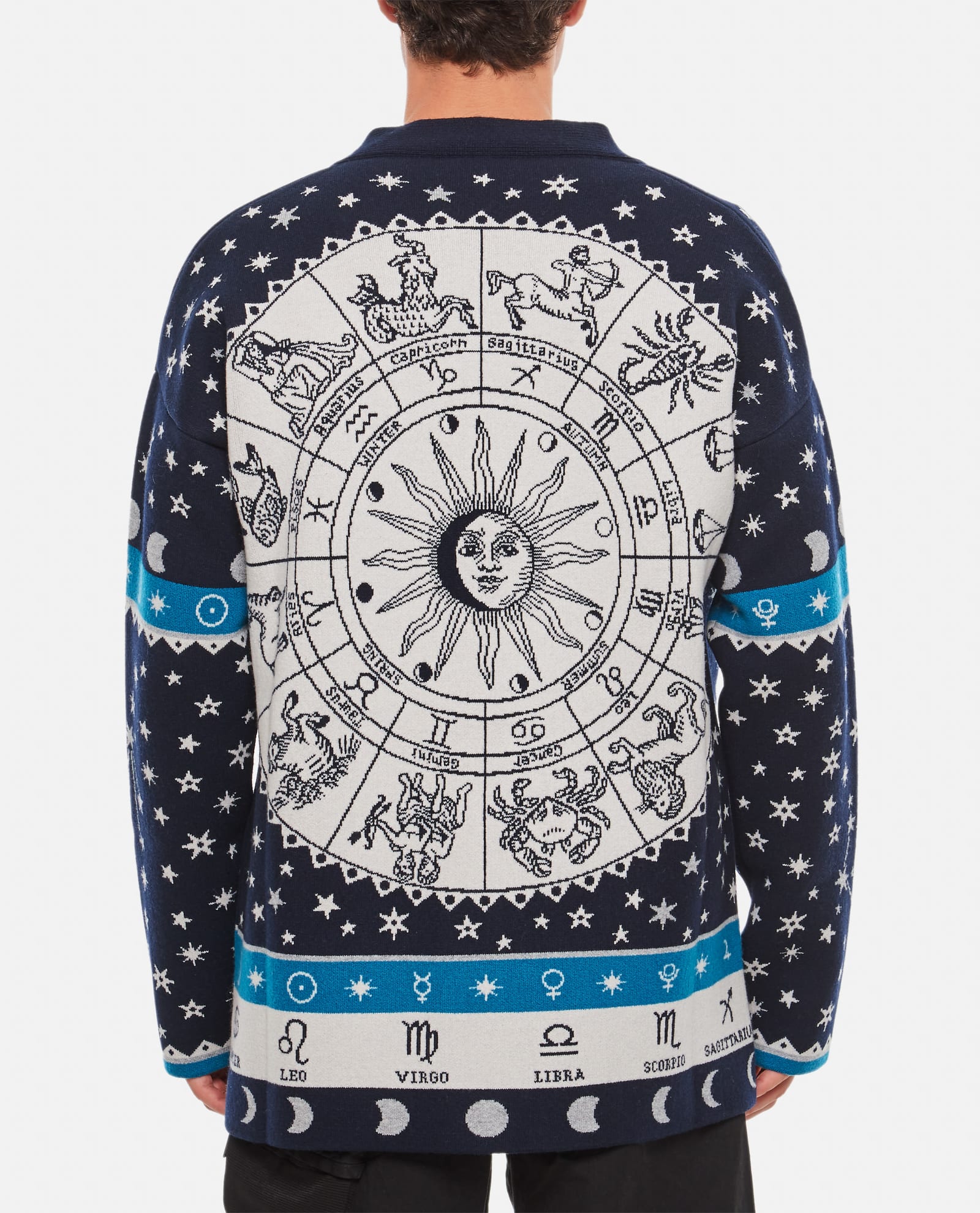 Shop Alanui Astrology Wheel Cardigan In Navy