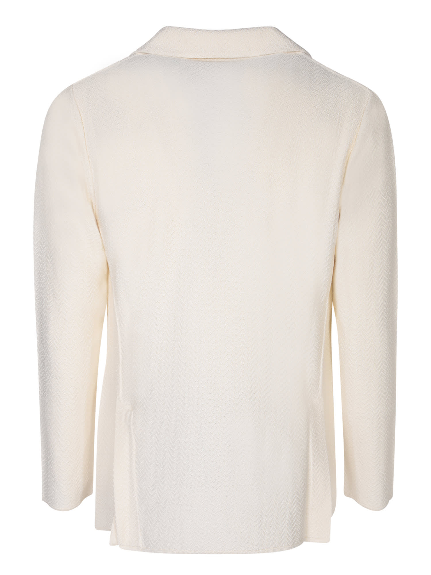 Shop Lardini Herringbone Ivory Cardigan Style Jacket In White