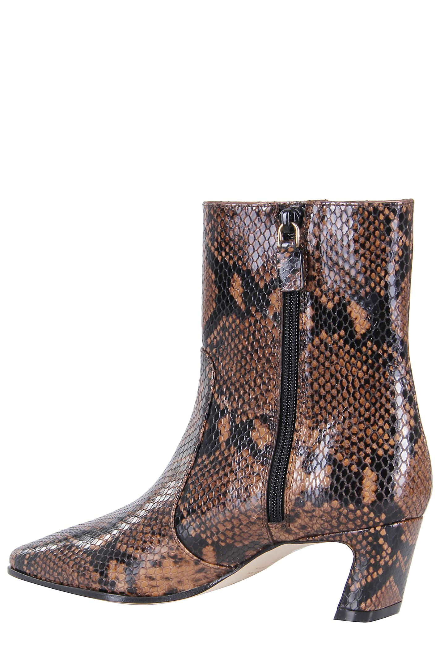 Stuart Weitzman Stassi 50 Snake-effect Leather Ankle Boots In Brown